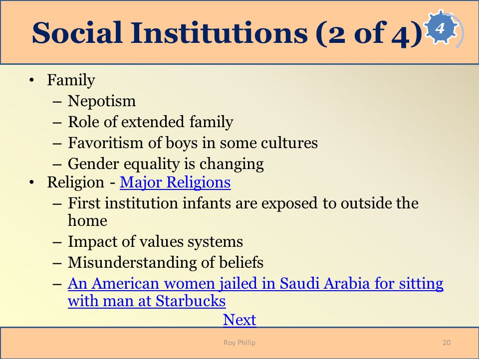 Social institutions and the effects on